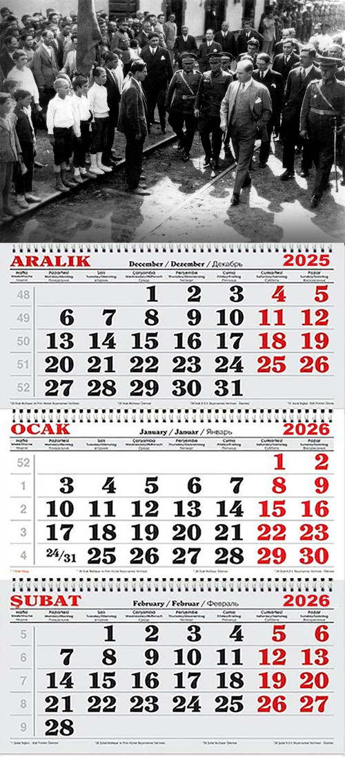 2026 Yılı Gemici Takvimi-Atatürk'ü Karşılayan Öğrenciler