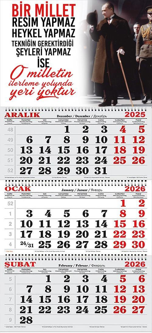 2026 Yılı Gemici Takvimi-Atatürk'ün Sanata Bakışı