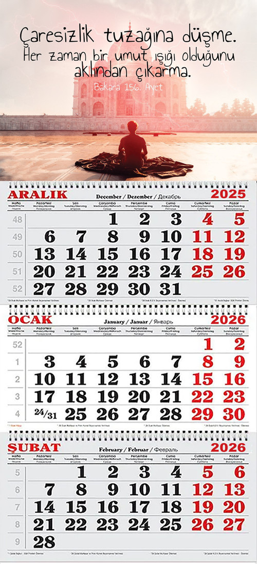 2026 Yılı Gemici Takvimi-Bakara Suresi 156.Ayet