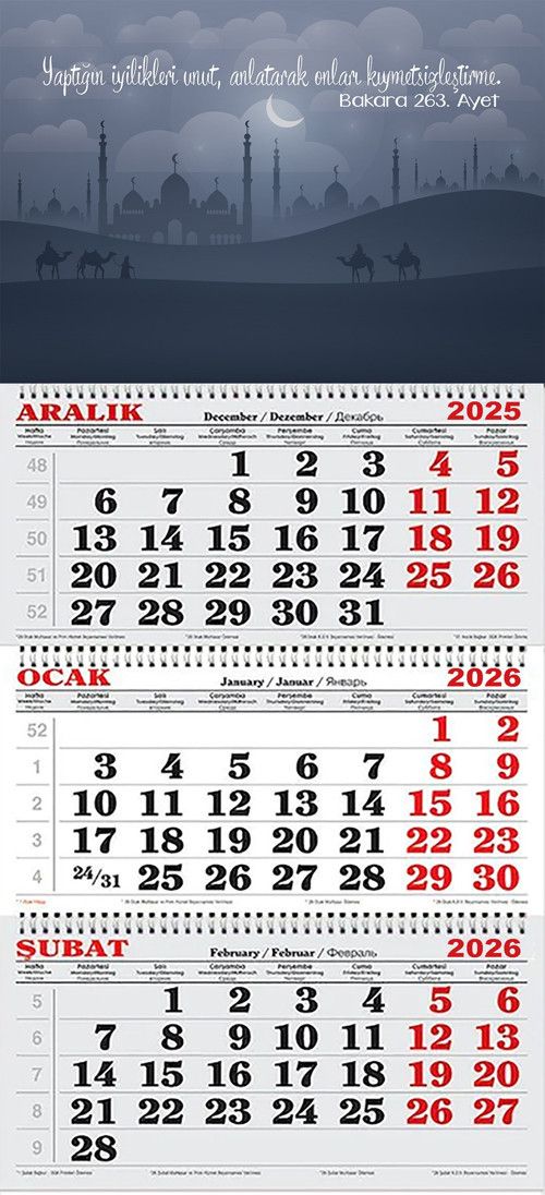 2026 Yılı Gemici Takvimi-Bakara Suresi 263.Ayet