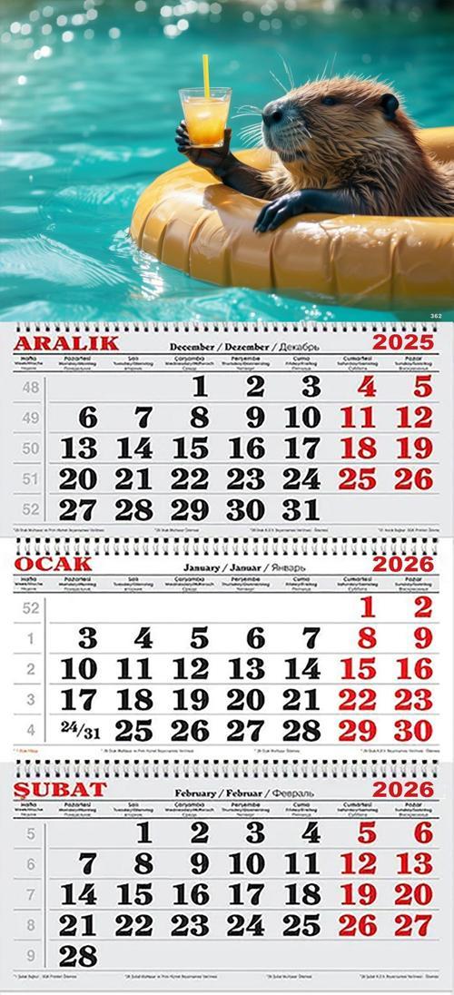 2026 Yılı Gemici Takvimi- Havuzda Keyifli Kunduz