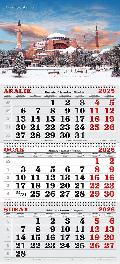 2026 Yılı Gemici Takvimi-Karlı Ayasofya Manzarası