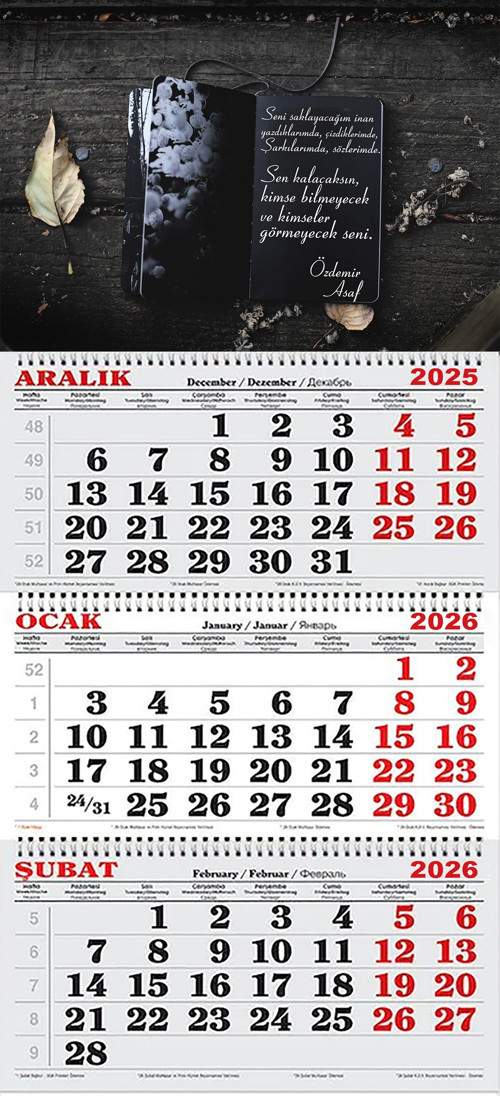 2026 Yılı Gemici Takvimi-Özdemir Asaf Seni Saklayacağım