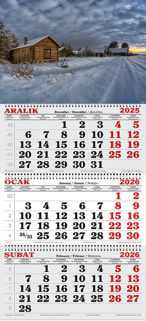2026 Yılı Gemici Takvimi- Karlı Kulübeler