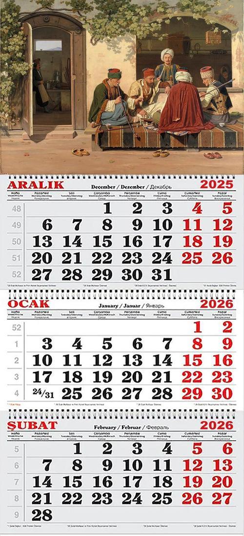 2026 Yılı Gemici Takvimi-Kahvehane ve Berber dükkanının önünde Satranç Düellosu, Martinus Rørbye