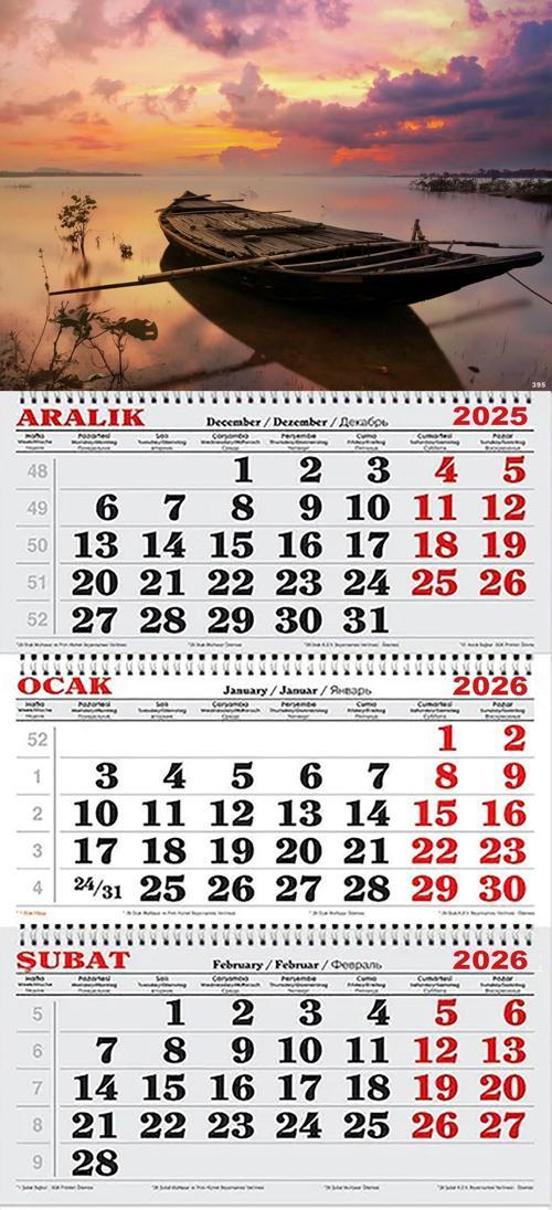 2026 Yılı Gemici Takvimi- Pembe Gökyüzü, Deniz ve Sal