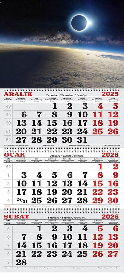 2026 Yılı Gemici Takvimi- Uzaydan Güneş Tutulması