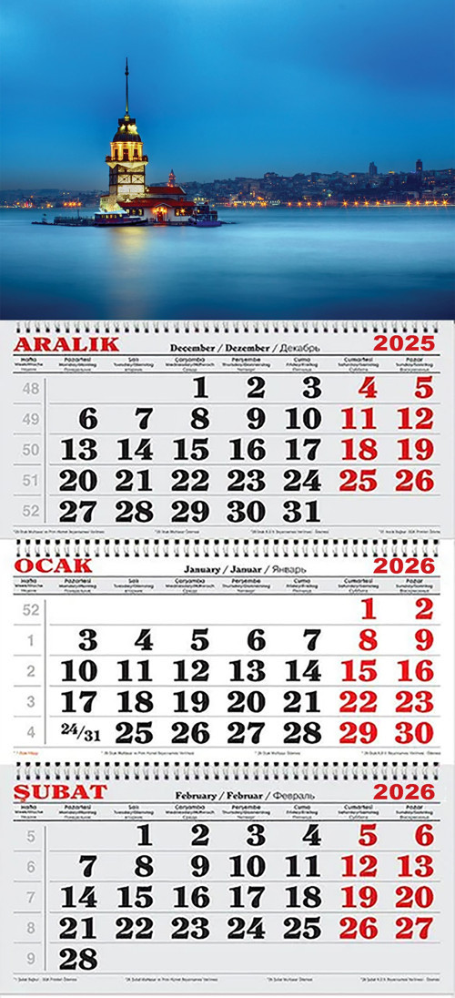 2026 Yılı Gemici Takvim-Kız Kulesi ve Masmavi Gökyüzü