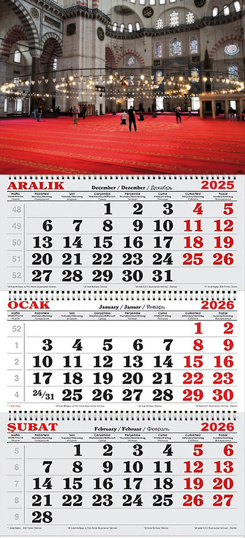 2026 Yılı Gemici Takvimi-Sultan Ahmet Camii İçerisi