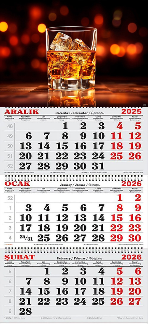 2026 Yılı Gemici Takvimi-Viski Bardağı ve Buzlar