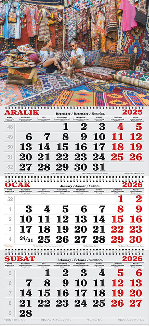 2026 Yılı Gemici Takvimi-Tarihi Halı Motifleri Satıcısı