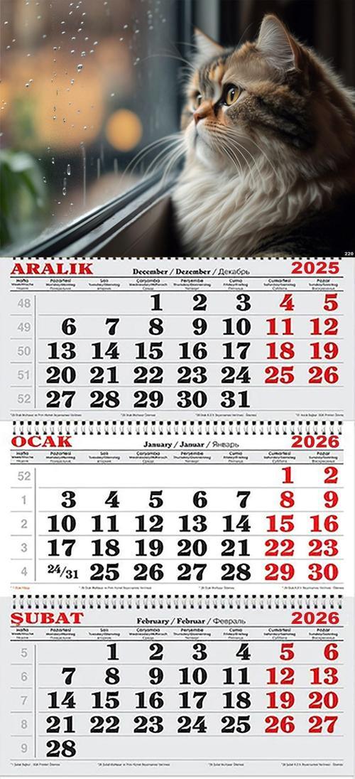 2026 Yılı Gemici Takvimi- Yağmurlu Hava ve Pencere Kenarındaki Kedi