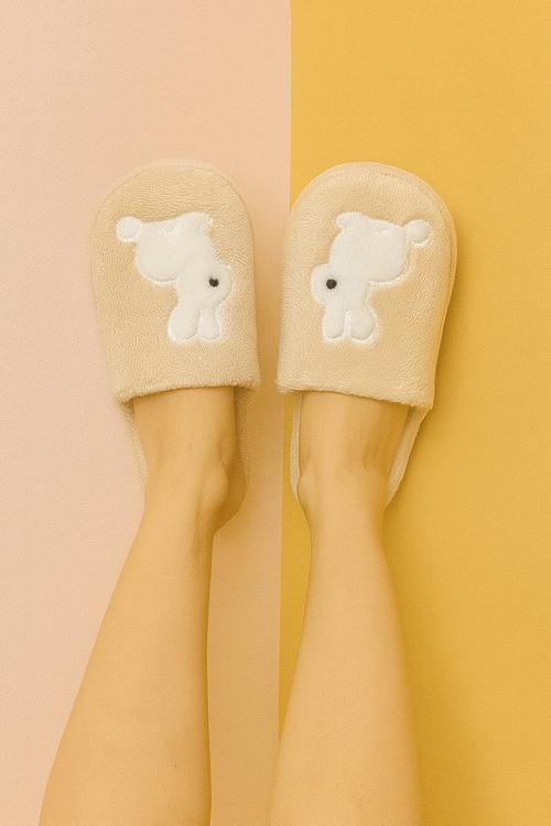 LAPINO Tavşanlı Kadın Ev Terliği Günlük Rahat Kışlık Terlik