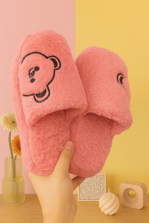 MOMO Ayıcık Kadın Ev Terliği Günlük Rahat Kışlık Terlik