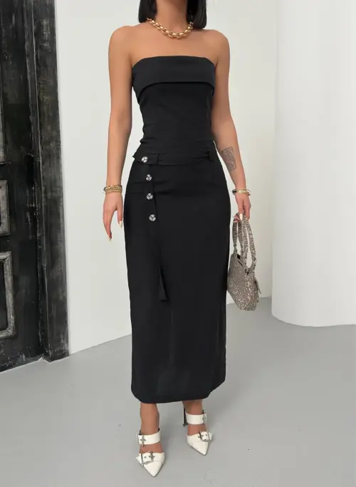 STRAPLEZ KETEN ELBİSE