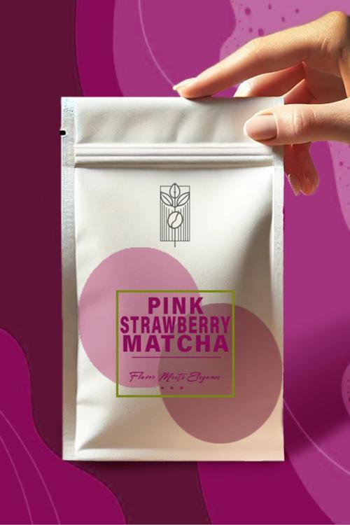 Pink Strawberry Matcha Powder 50G, Çilek Aromalı Pembe Spirulina Superfood Matcha Tozu