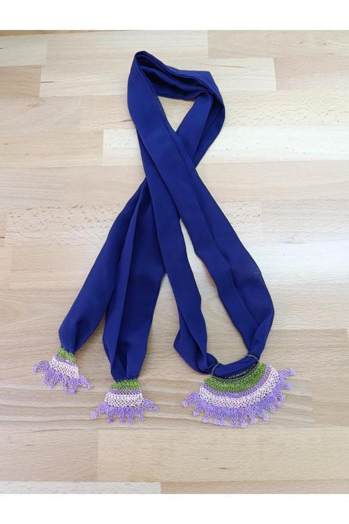 Fuşya İğne Oyası Kolye Fular