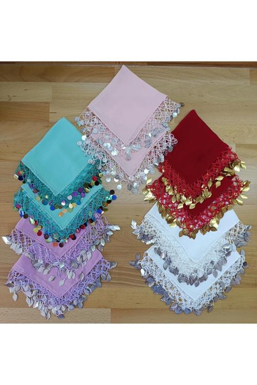 Oyun Mendili 3 Sıra Oyalı Pullu Düğün Mendili Kına Mendili