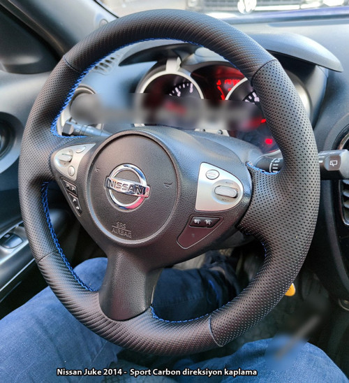 Nissan Juke 2011-2015 Araca Özel Direksiyon Kılıfı (NOKTA KARBON)