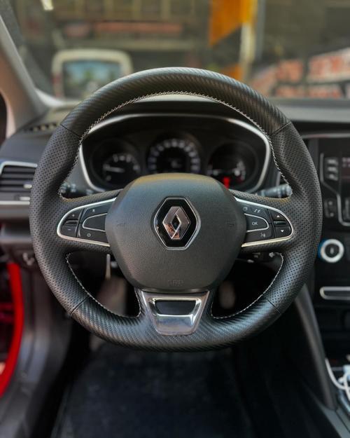 Renault Megane 4 İcon Araca Özel Direksiyon Kılıfı (SOFT NOKTA KARBON KREM İP)