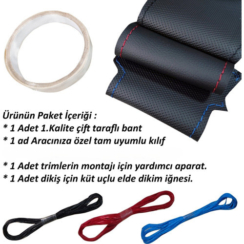 Megane 4 Araca Özel Direksiyon Kılıfı (Noktalı Nubuk Kırmızı Yüzüklü)