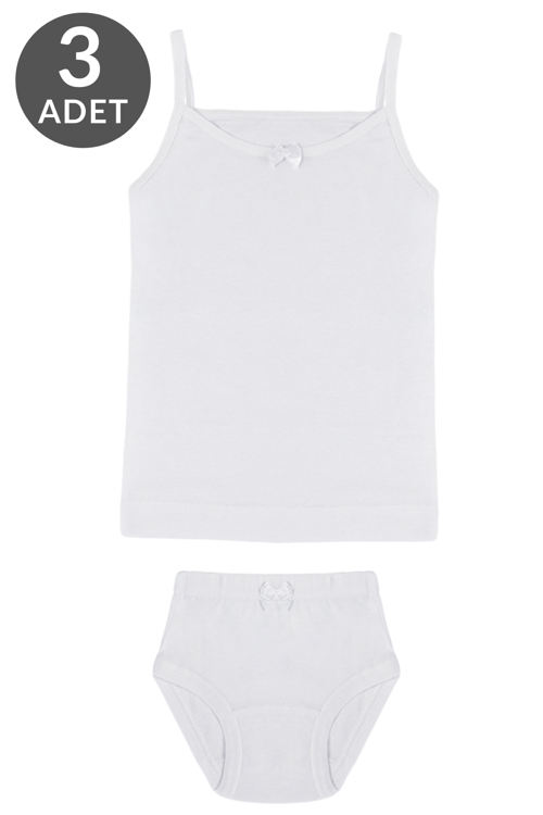 3 Lü Paket %100 Pamuk Kız Çocuk Atlet Külot Takım 8422
