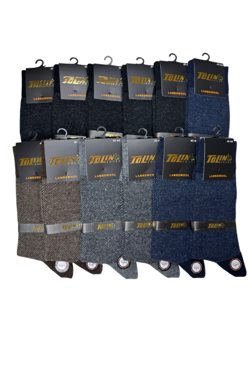 Erkek 12 li Çorap Yün Lambswool 19602