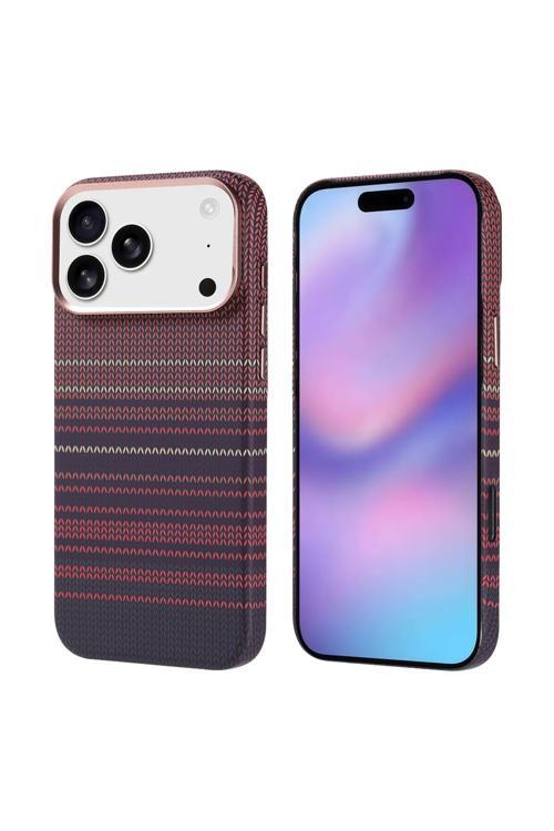 iPhone 17 Pro Max uyumluKılıf M-safe Şarj Özellikli Karbon Fiber Görünümlü KTH Nekst Kapak - Kırmızı