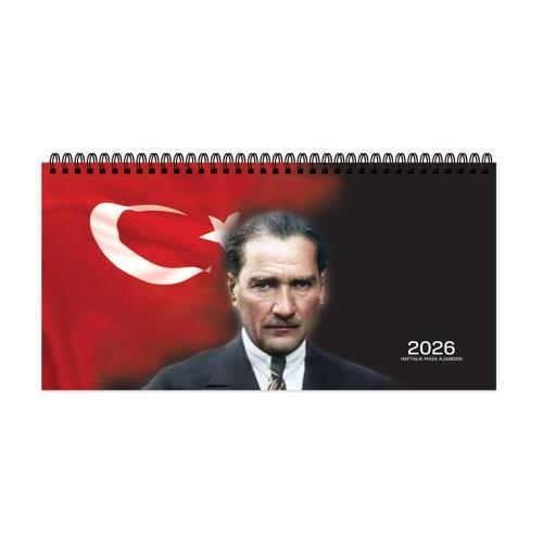 Keskin 2026-AJ-66 16*33,5 Spr.Haftalık Masa Ajandası-Atatürk 