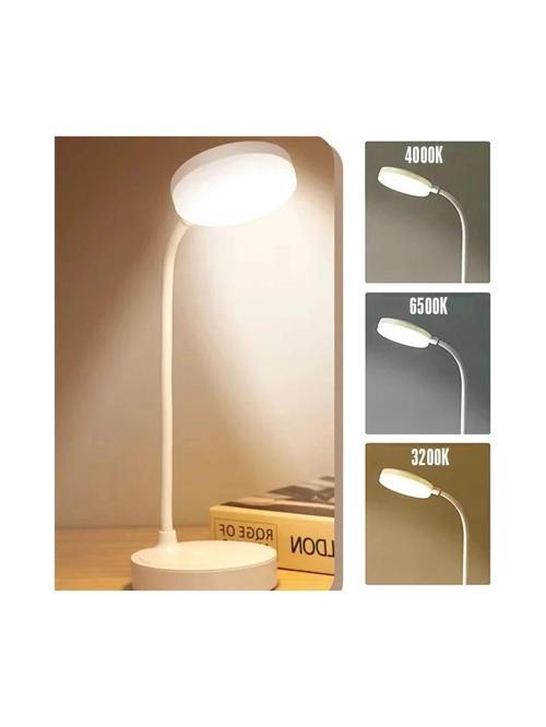 Şarjlı Ledli BERLİN Masa Lambası BEYAZ 3 Renk Işık Abajur (Beyaz 6500k / Kırık Beyaz 4000k / Gü