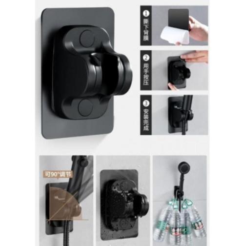 Yapışkanlı Duş Başlığı Tutucu Ayarlı  Siyah