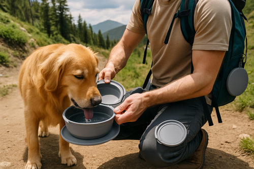 Katlanabilir Mama Kabı - Gri, Seyahat ve Yavaş Yeme