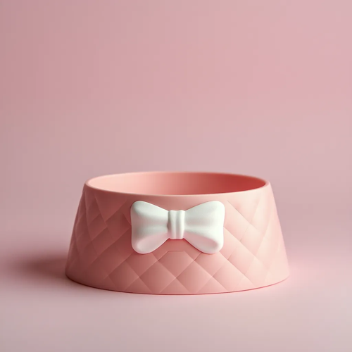 Fiyonklu Mama Kabı - Pembe, 470 ml Dekoratif Tasarım