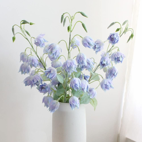 Yapay Çiçek Çan Çiçeği Mavi 85cm Tek Dal Kumaş Çiçek Uzun Dal