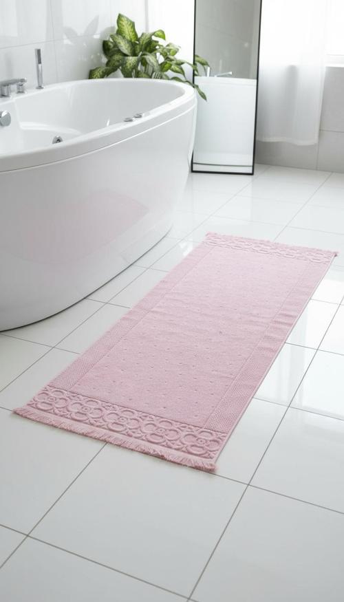 Fesun Pudra Ayak Havlusu - 60x130Cm, 690Gr, %100 Pamuk, Spa Ve Otel Banyo Paspası, Günlük Kullanıma Uygun