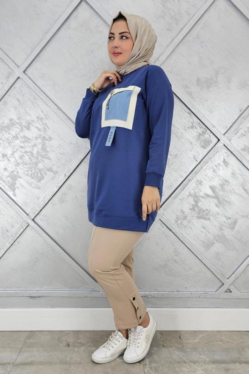 KADIN KOMBİNLİ SALLANTI AKSESUAR DETAYLI TESETTÜR TUNİK