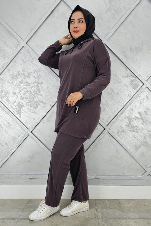 KADIN KAPÜŞONLU ARMA DETAYLI TESETTÜR TAKIM