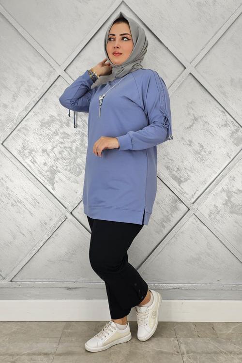 KADIN KOLU AKSESUAR DETAYLI TESETTÜR TUNİK