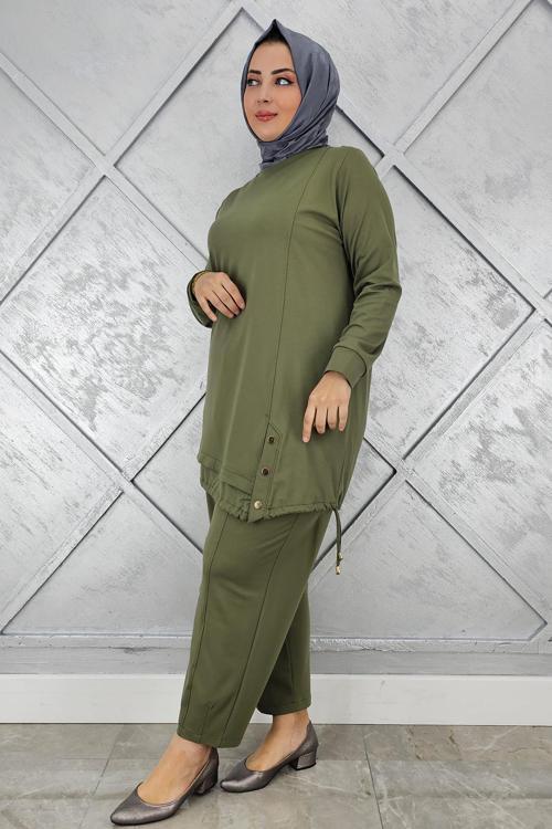 KADIN DÜĞME BAĞCIK DETAYLI TESETTÜR TAKIM