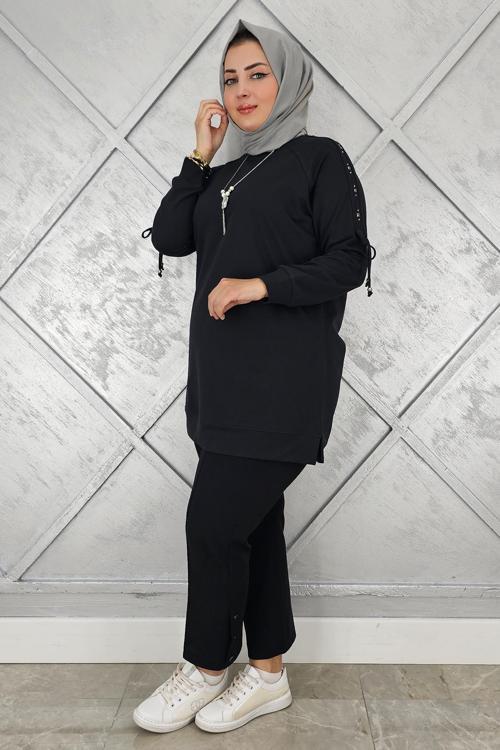 KADIN KOLU AKSESUAR DETAYLI TESETTÜR TUNİK