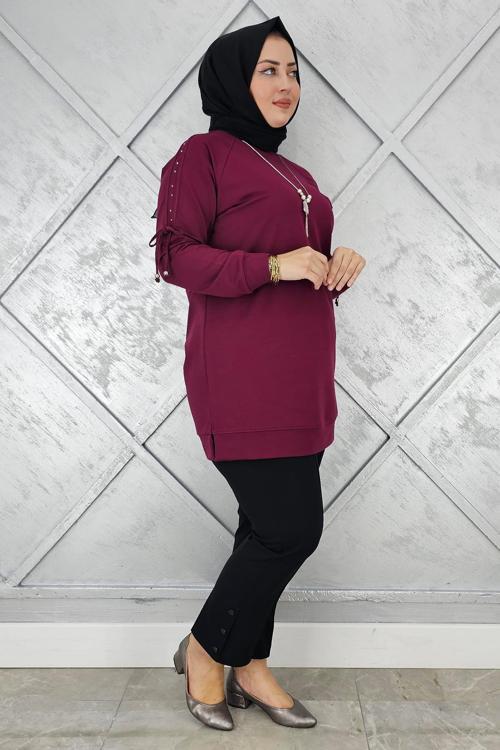 KADIN KOLU AKSESUAR DETAYLI TESETTÜR TUNİK
