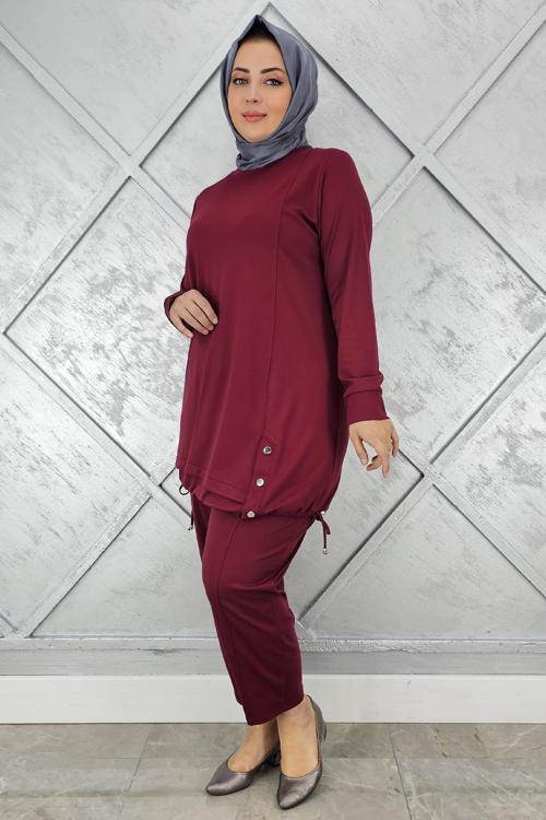 KADIN DÜĞME BAĞCIK DETAYLI TESETTÜR TAKIM