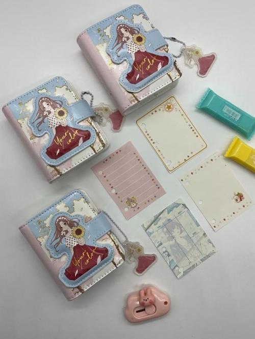 Sunflower Sevimli Kız Mini Planlayıcı Spiralli Defter/80 Yaprak/Mıknatıslı Ajanda