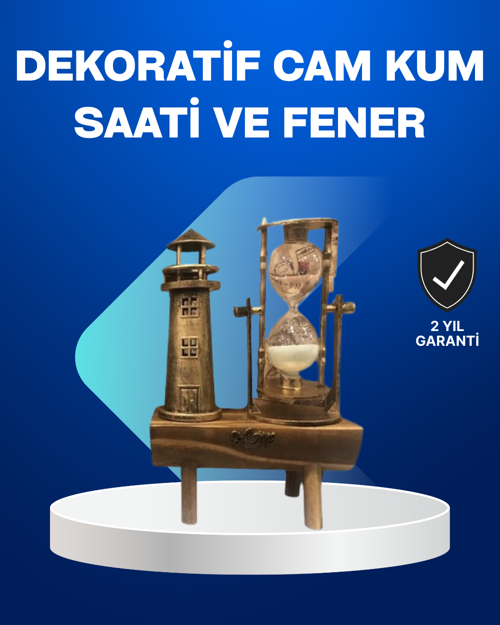 Deniz Feneri Tasarımlı Ahşap Kum Saati – Retro Masa Aksesuarı