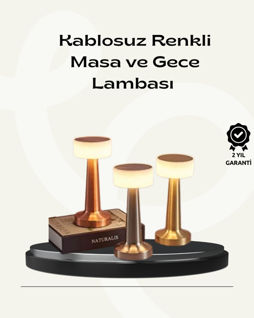 Modern USB'li Kablosuz Masa Lambası – Minimalist Tasarım, 3 Farklı Parlaklık
