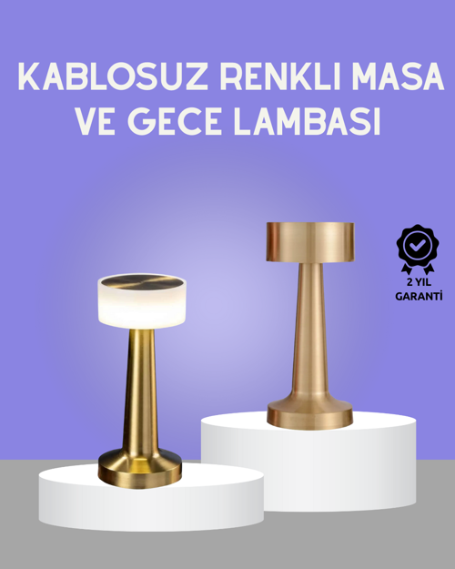 Touch Gece Lambası – Dokunmatik Kontrol, Kablosuz Kullanım, Metal Gövde