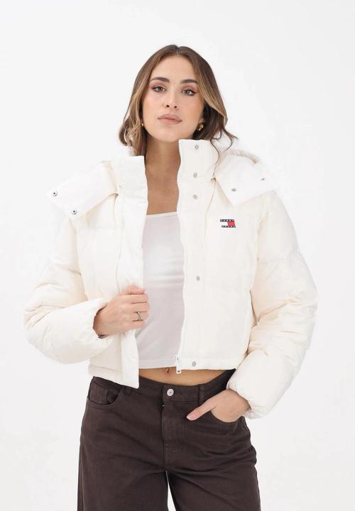 TJW Alaska Grid Kısa Kuş Tüyü Kadın Beyaz Ceket DW0DW21624YBH