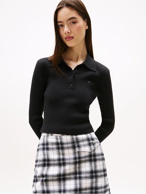 TJW Klasik Polo Uzun Kollu Kadın Siyah Kazak DW0DW21829BDS