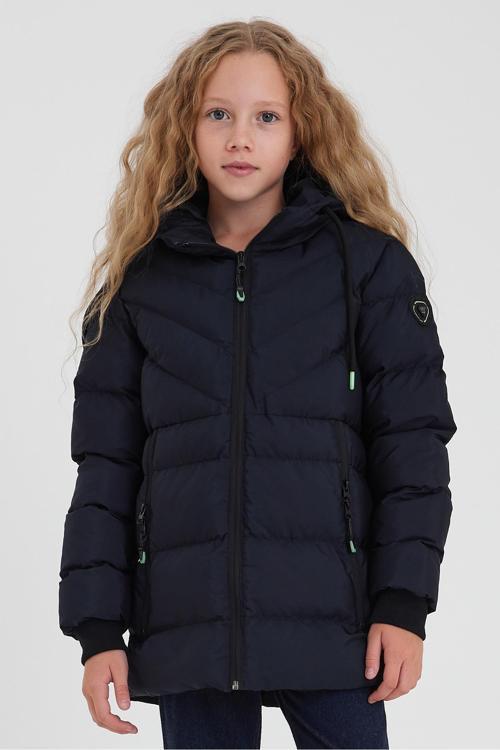 Lacivert Kız Çocuk Su Ve Rüzgar Geçirmez Içi Kalın Kürklü Yıkanılabilir Mont & Kaban