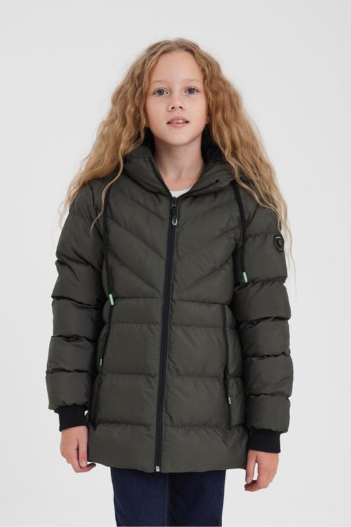 Yeşil Kız Çocuk Su Ve Rüzgar Geçirmez İçi Kalın Kürklü Mont&Kaban